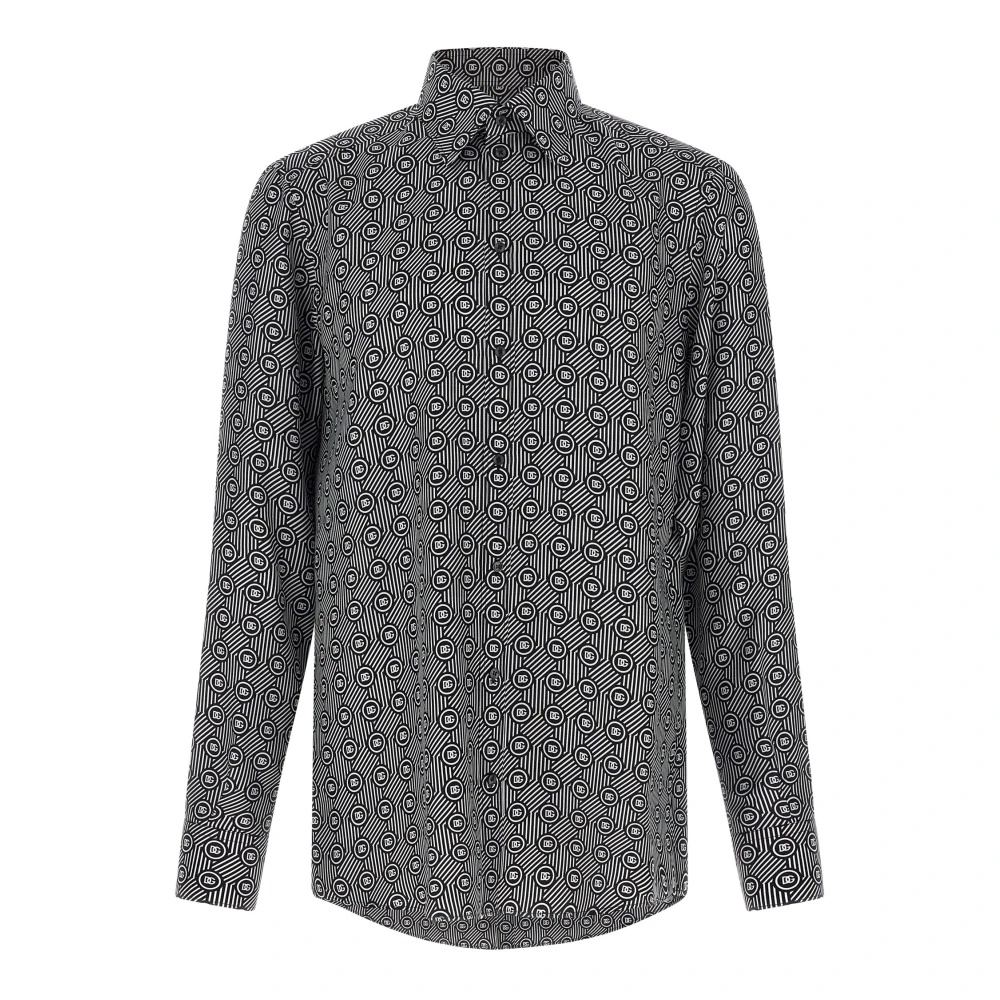 Dolce & Gabbana Men's Multicolor Printed Silk Twill Martini Shirt - Casual Shirts - L - Shirts