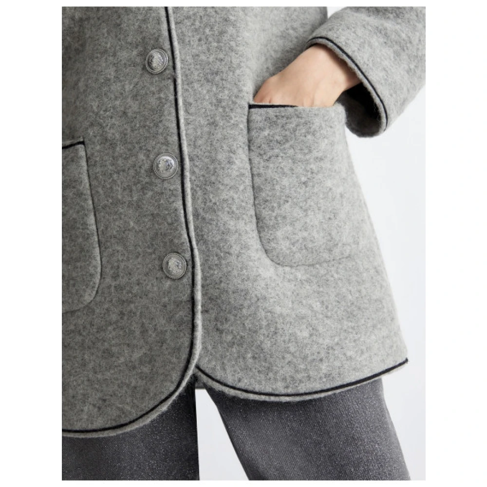 Liu Jo Wollen Blend Casual Blazer Gray Dames