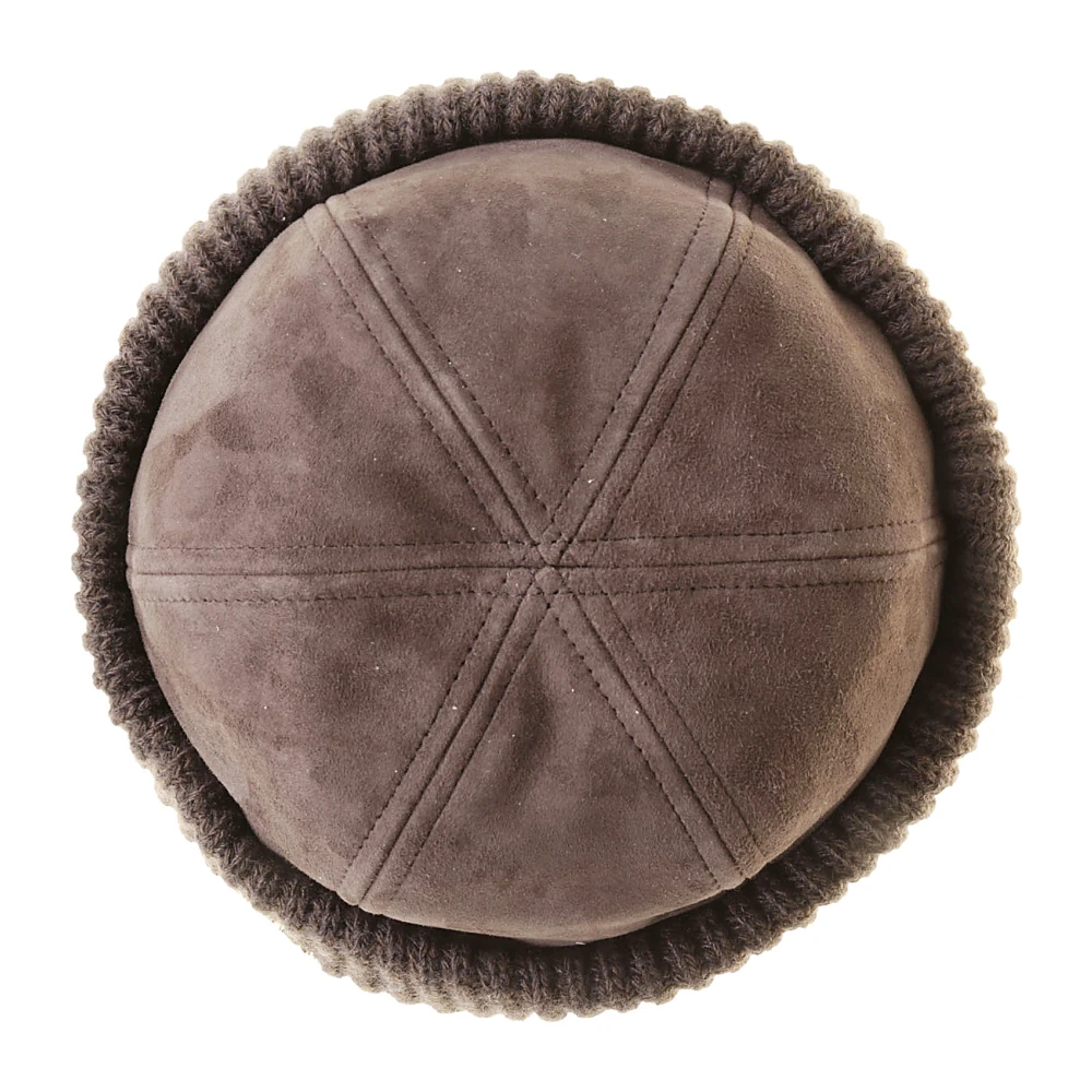 Borsalino Suède Gebreide Beanie Hoed Brown Heren