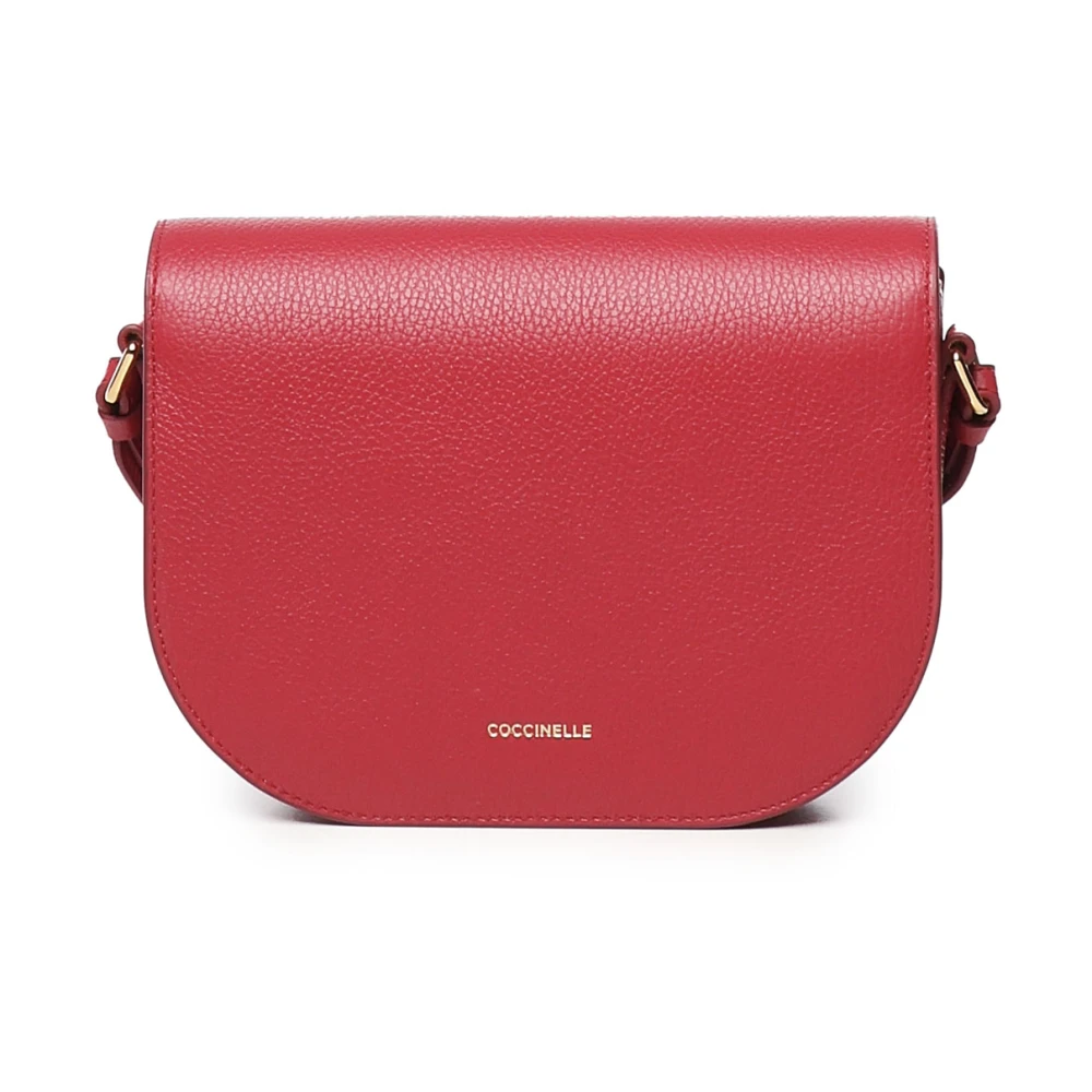 Coccinelle Rode leren schoudertas met klep Red Dames