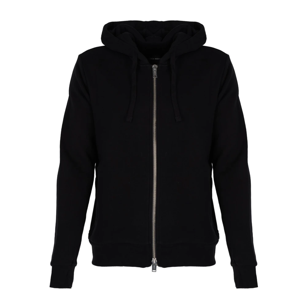 Les Hommes Minimalistisk Hoodie med Dragkedja Black, Herr