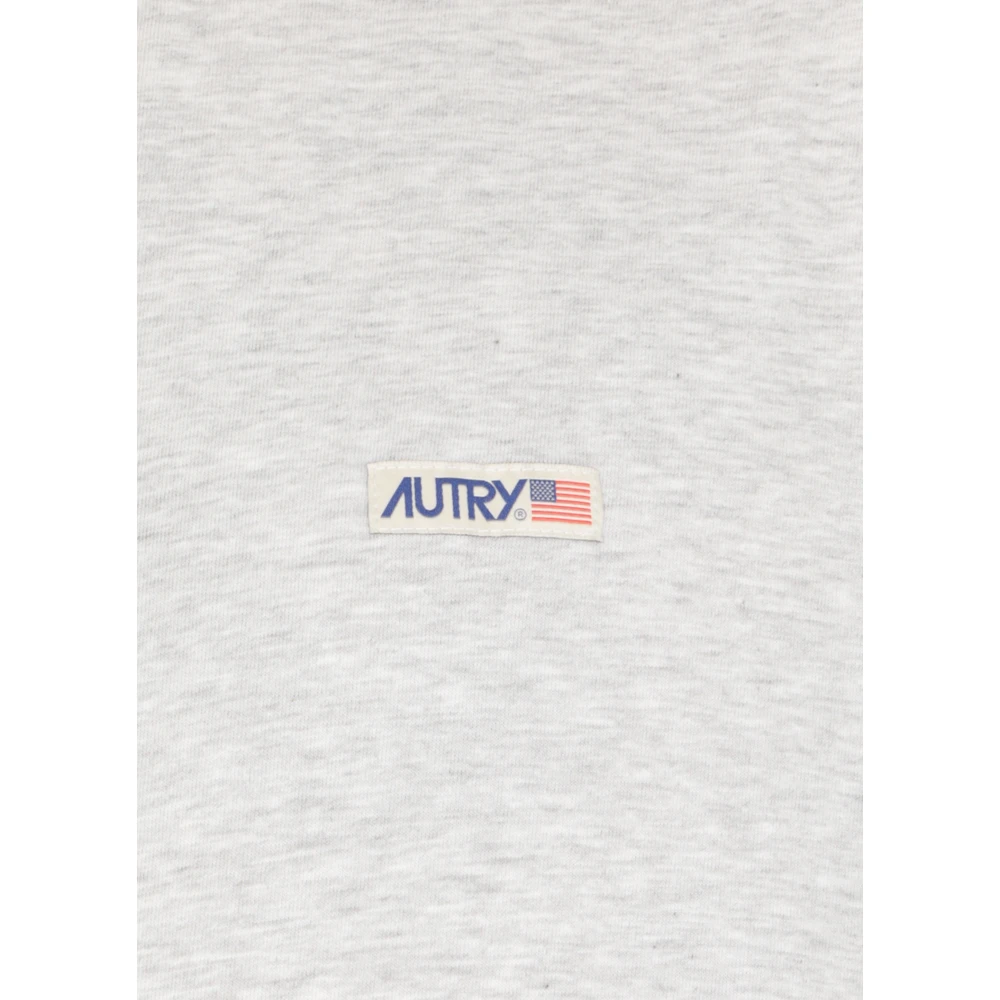 Autry Grijze Katoenen T-shirt met Logolabel Gray Heren