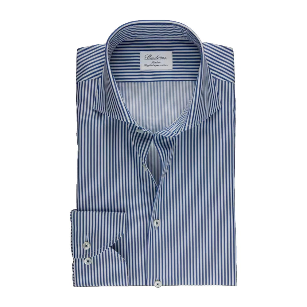 Stenströms Blauw Gestreept Slimline Overhemd Blue Heren