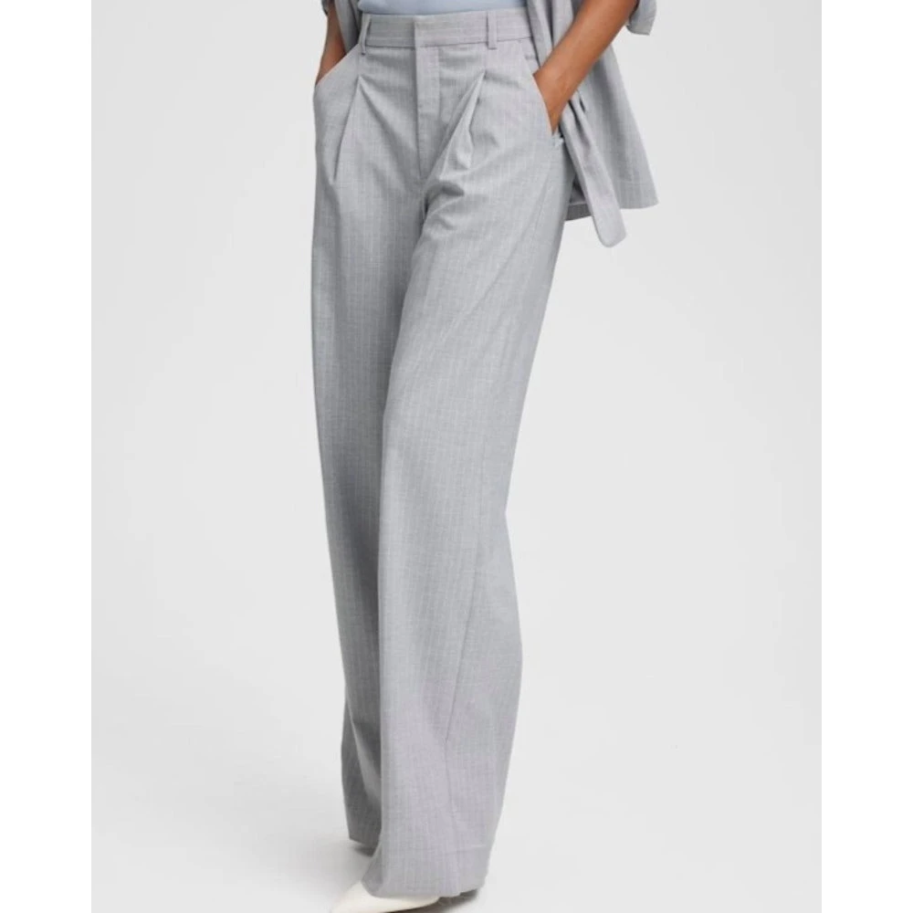 Gestuz Gestreepte Wijde Pijpen Broek Gray Dames
