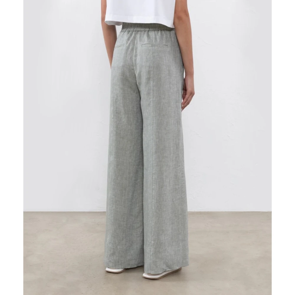 PESERICO Linnen Broek Wijde Pijp Stijl Gray Dames