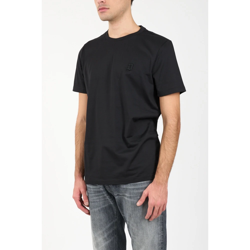 Dondup Jersey T-shirt met geborduurde borst Black Heren