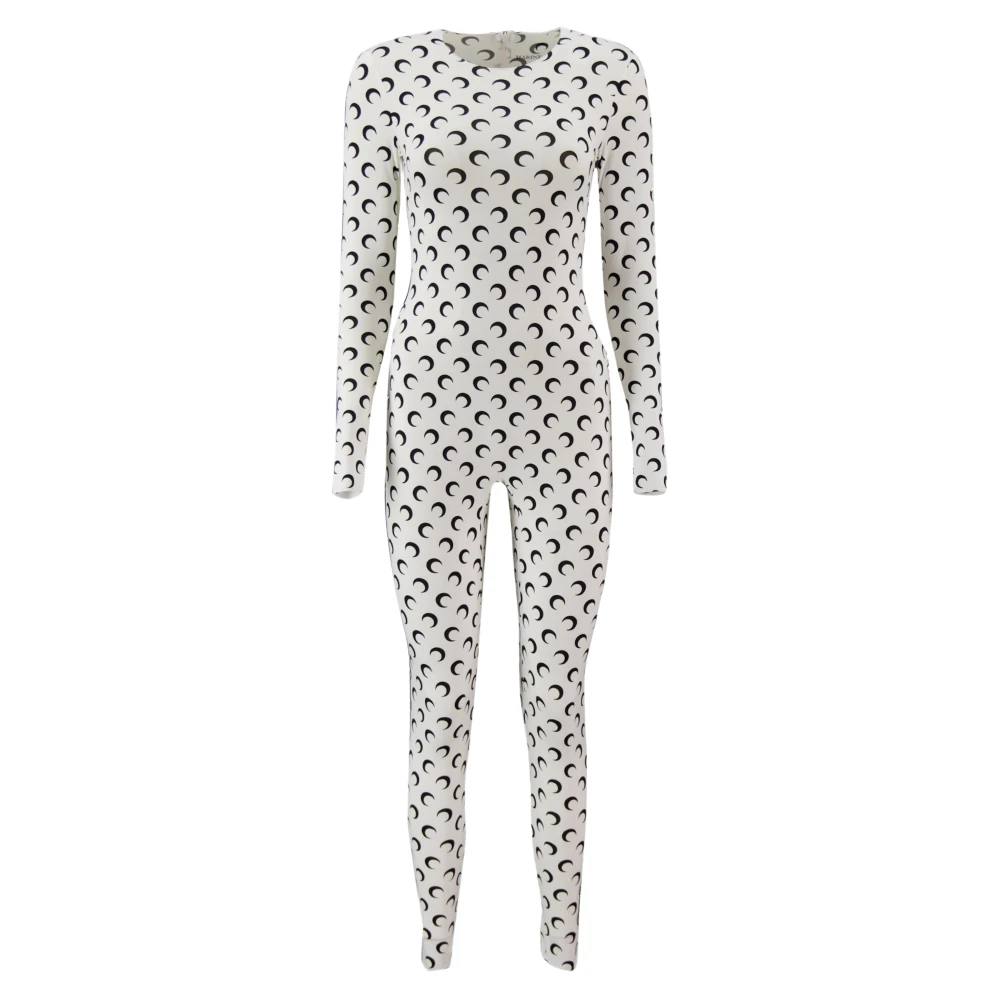 Marine Serre Women's White Jersey Moon Jumpsuit - Jumpsuits - L - Jumpsuits & Playsuits