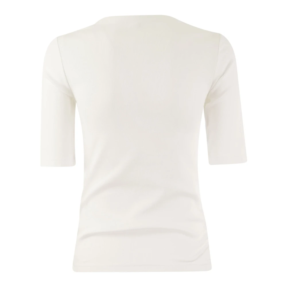 PESERICO Witte V-hals T-shirt met Spotlight Detail White Dames