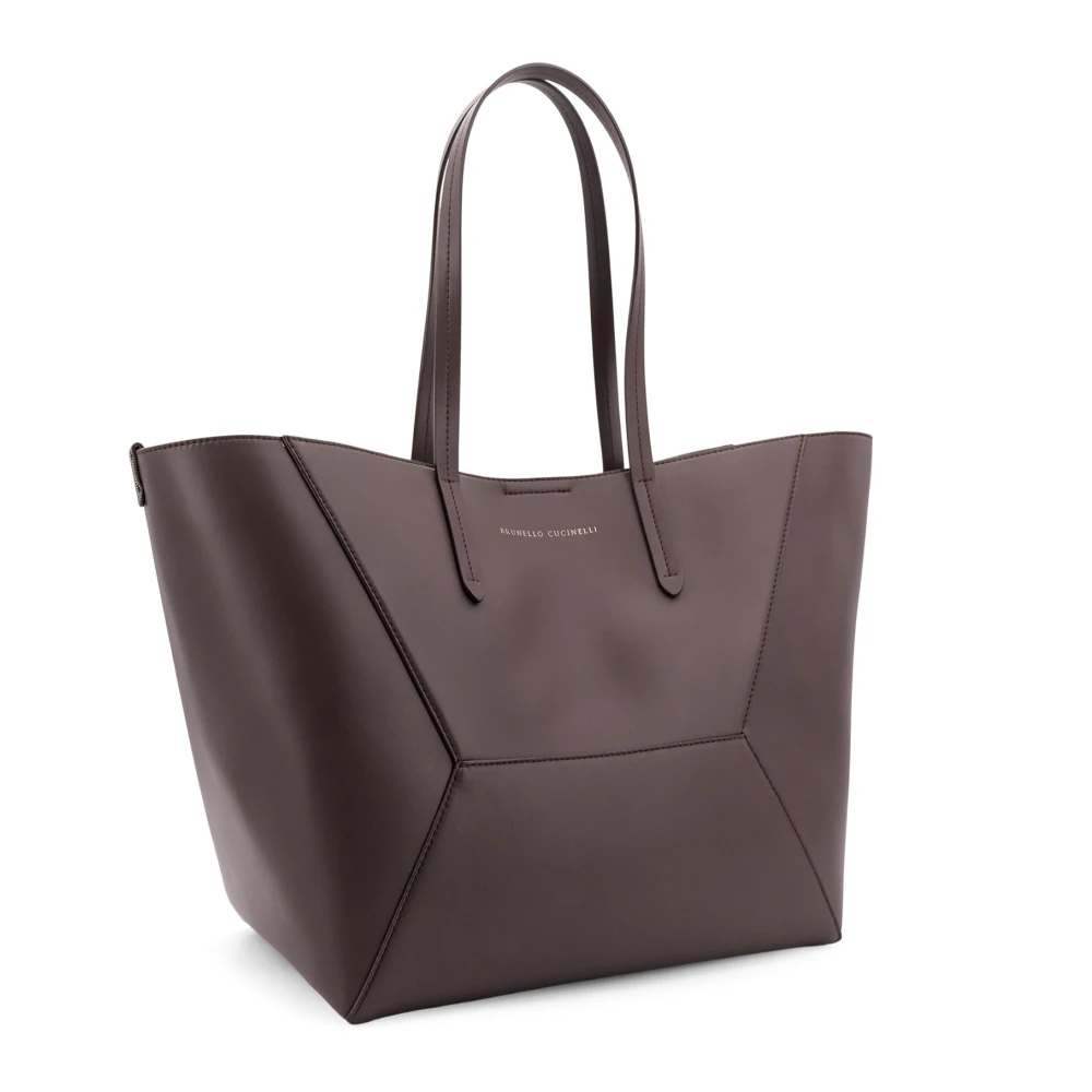 BRUNELLO CUCINELLI Leren schoudertas met iconische juweel Brown Dames