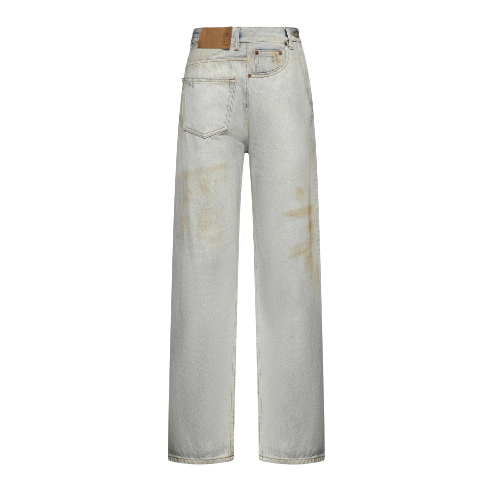 MM6 Maison Margiela Blå Wide Leg Jeans med Distressed Detaljer Blue, Dam