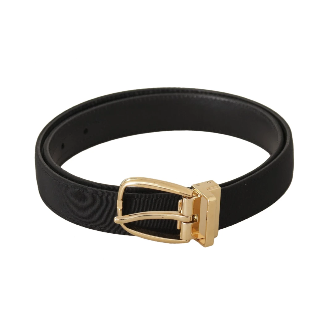 Dolce & Gabbana Men's Gold Canvas Leather Belt With Metal Buckle