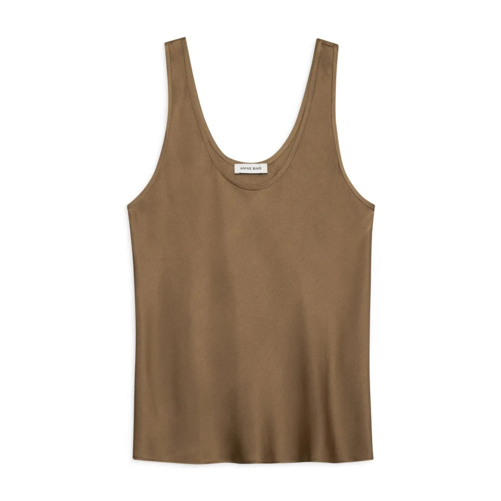Anine Bing Zijden Lea Top Brown Dames