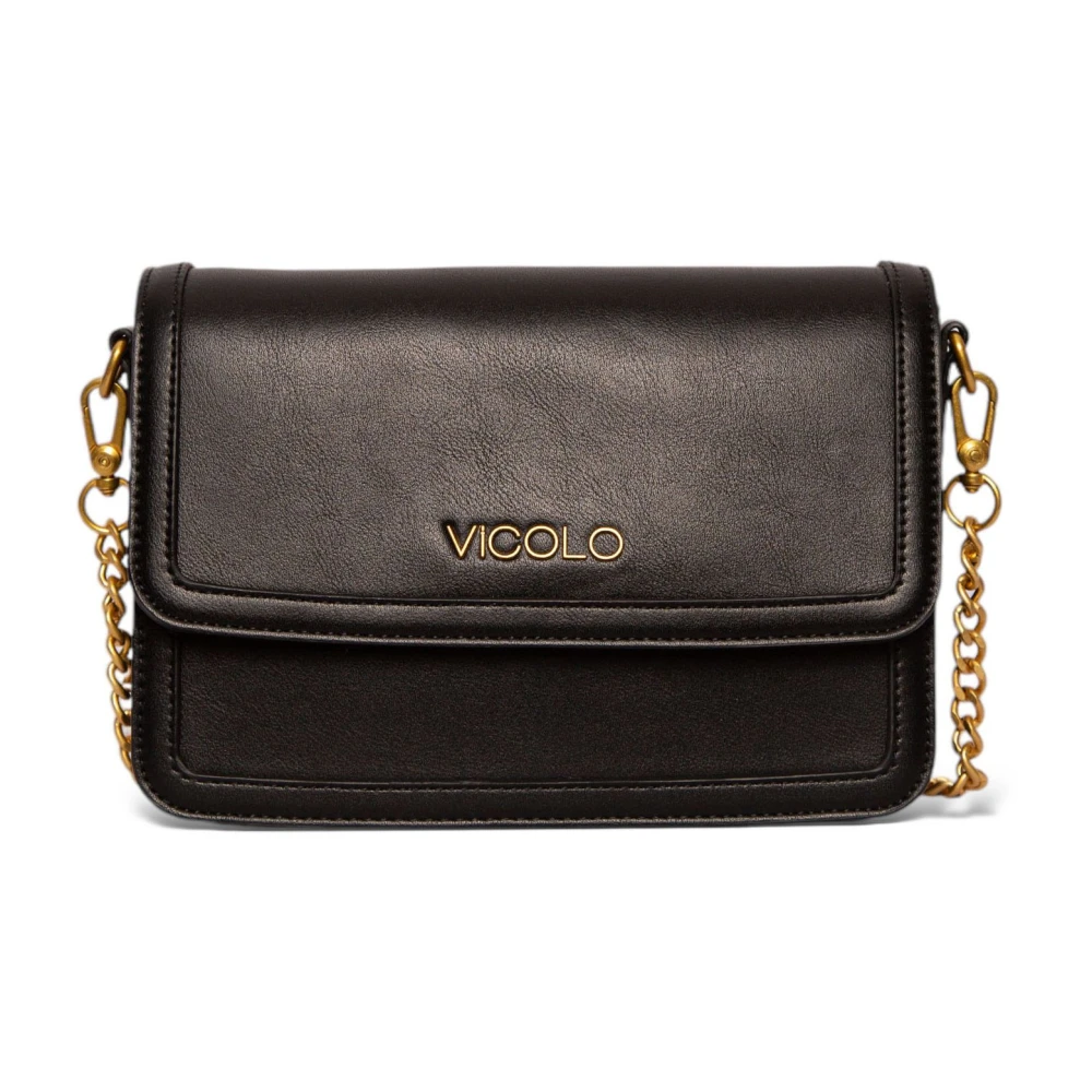 ViCOLO Eco-lederen flap tas in zwart Black Dames