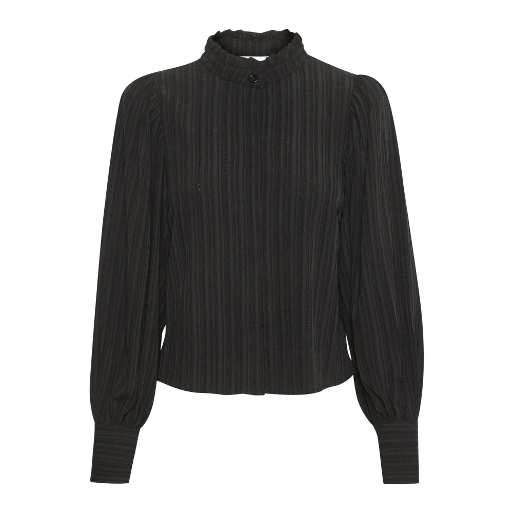 Karen by Simonsen Frill Shirt Blouse Meteorite Black Dames