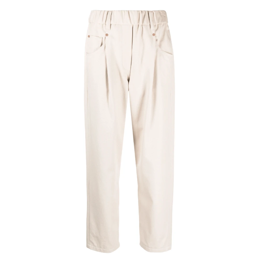 BRUNELLO CUCINELLI Roomwitte Straight-Leg Broek Beige Dames