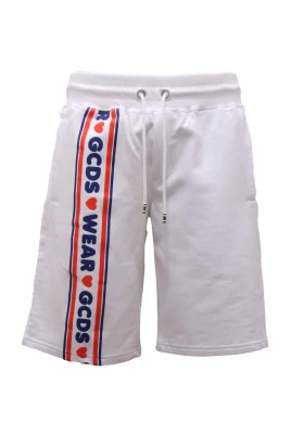 Vita Bermuda Sweatshorts med Dragsko