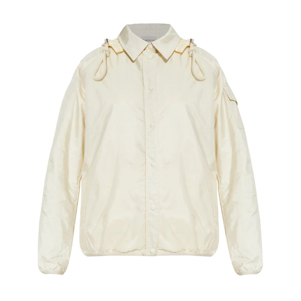 Moncler Vit Huva Jacka med Fickor White, Dam