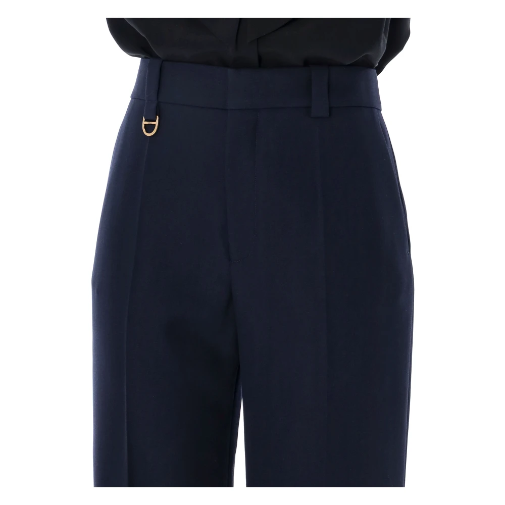 Chloé Hoge taille wijde pijpen wollen broek Blue Dames