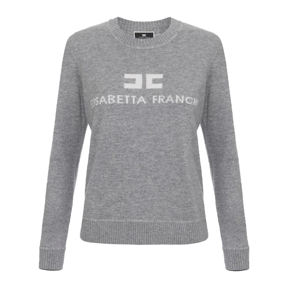 Elisabetta Franchi Kasjmiermix Crew-Neck Sweater Gray Dames