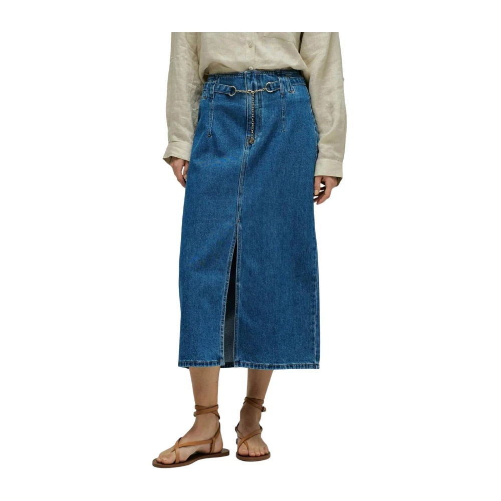 Salsa Women's Blue Midi Denim Skirt - Denim Skirts - Xs - Skirts