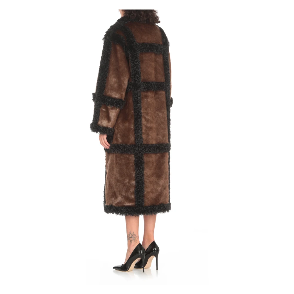 Stand Studio Bruine Faux Fur Kraag Jas Brown Dames