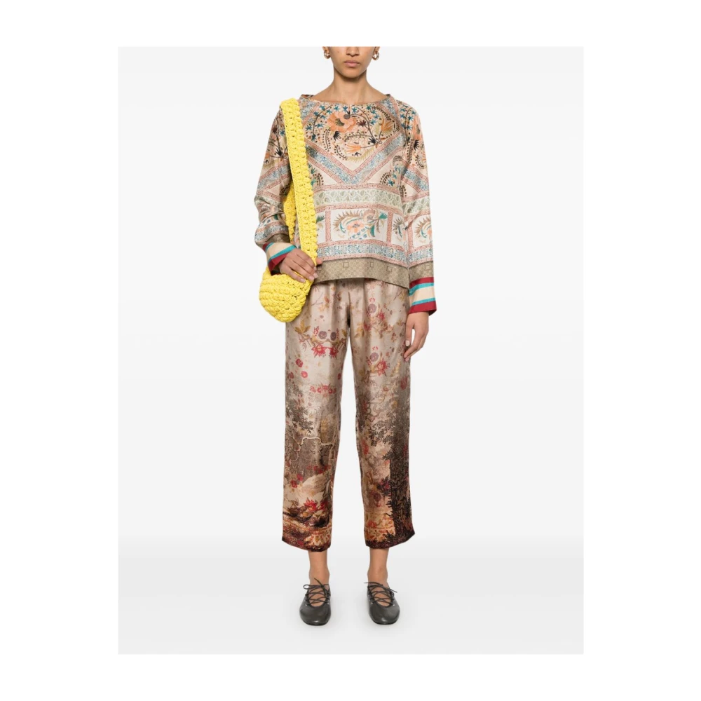 Pierre-Louis Mascia Grafische Print Beige Top Lange Mouwen Multicolor Dames