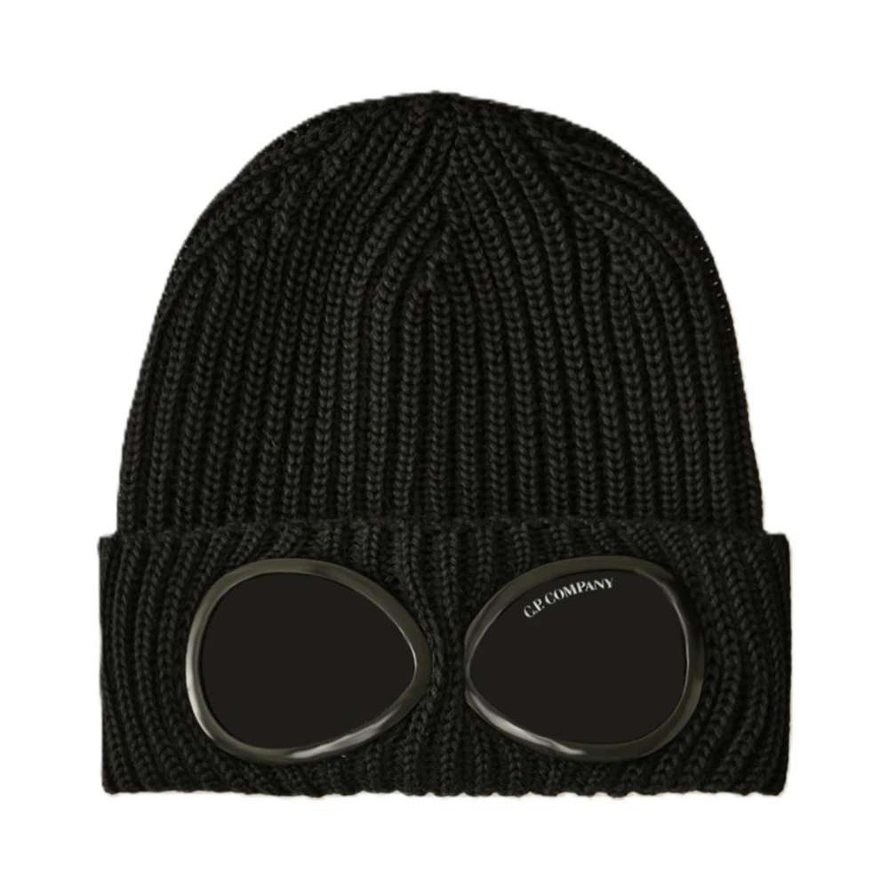 C.P. Company Wollen Goggle Beanie Muts Zwart Black Heren