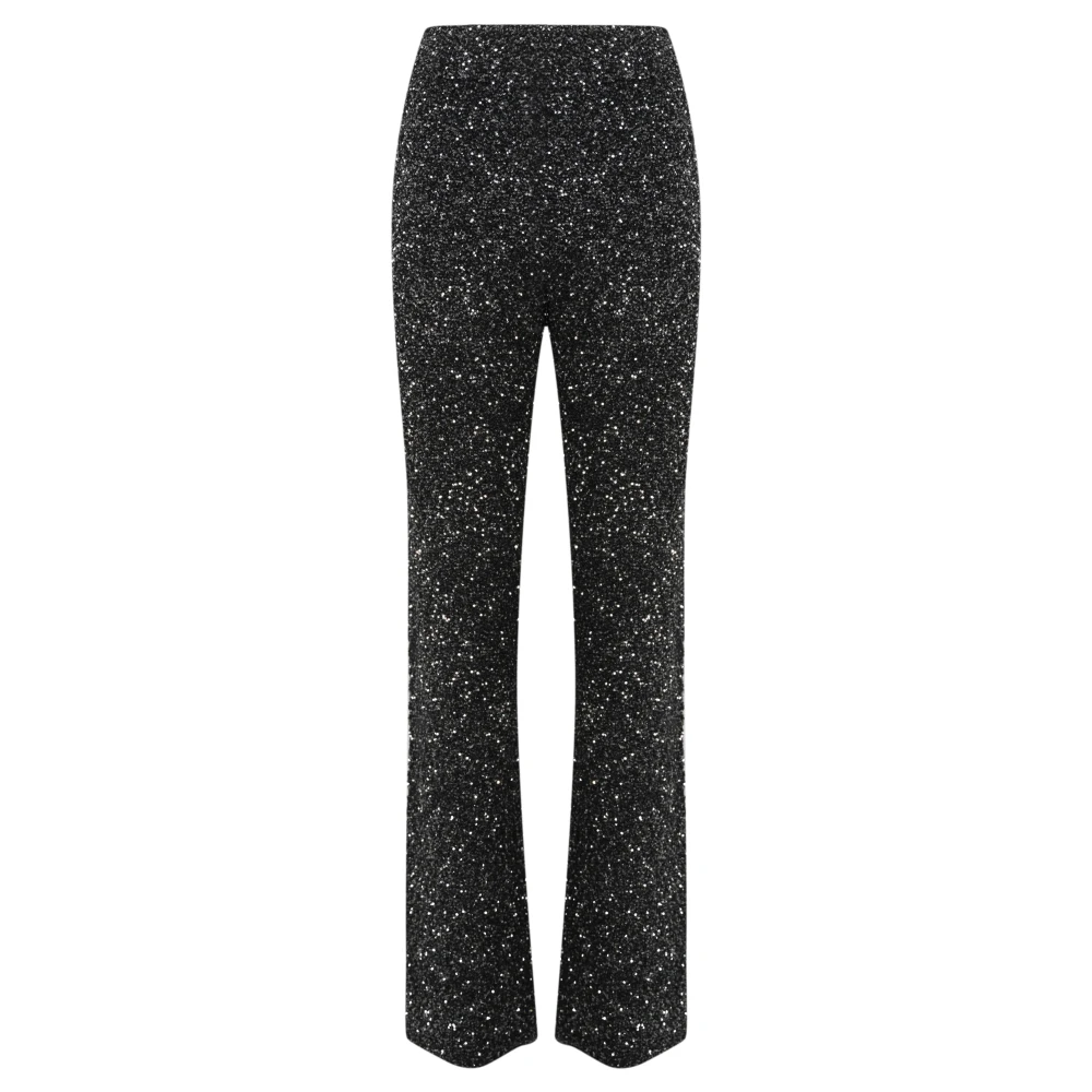 Liviana Conti Pailletversierde Wijde Zwarte Broek Black Dames
