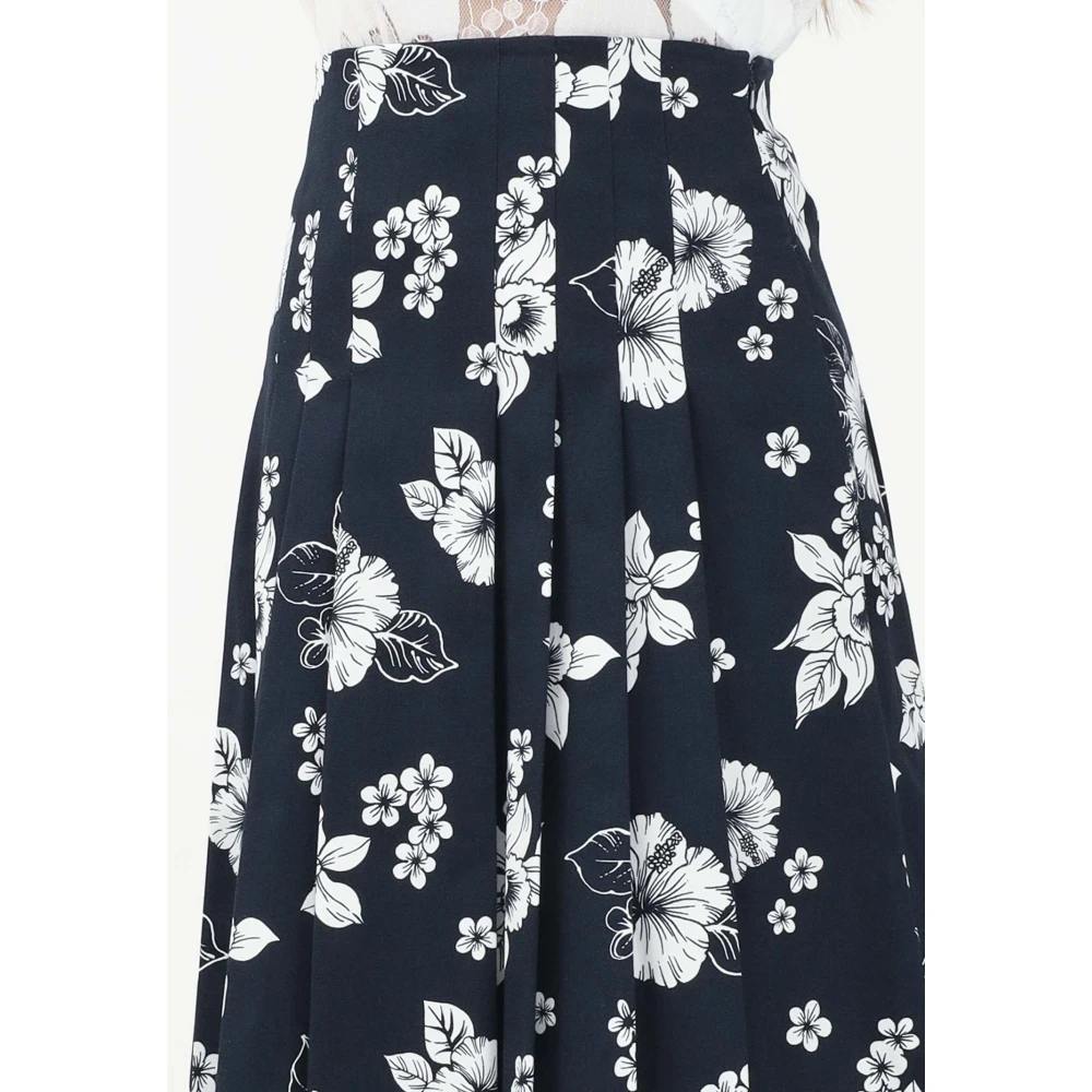Max Mara Blauwe Bloemen Midi Rok Elegant Lente Blue Dames