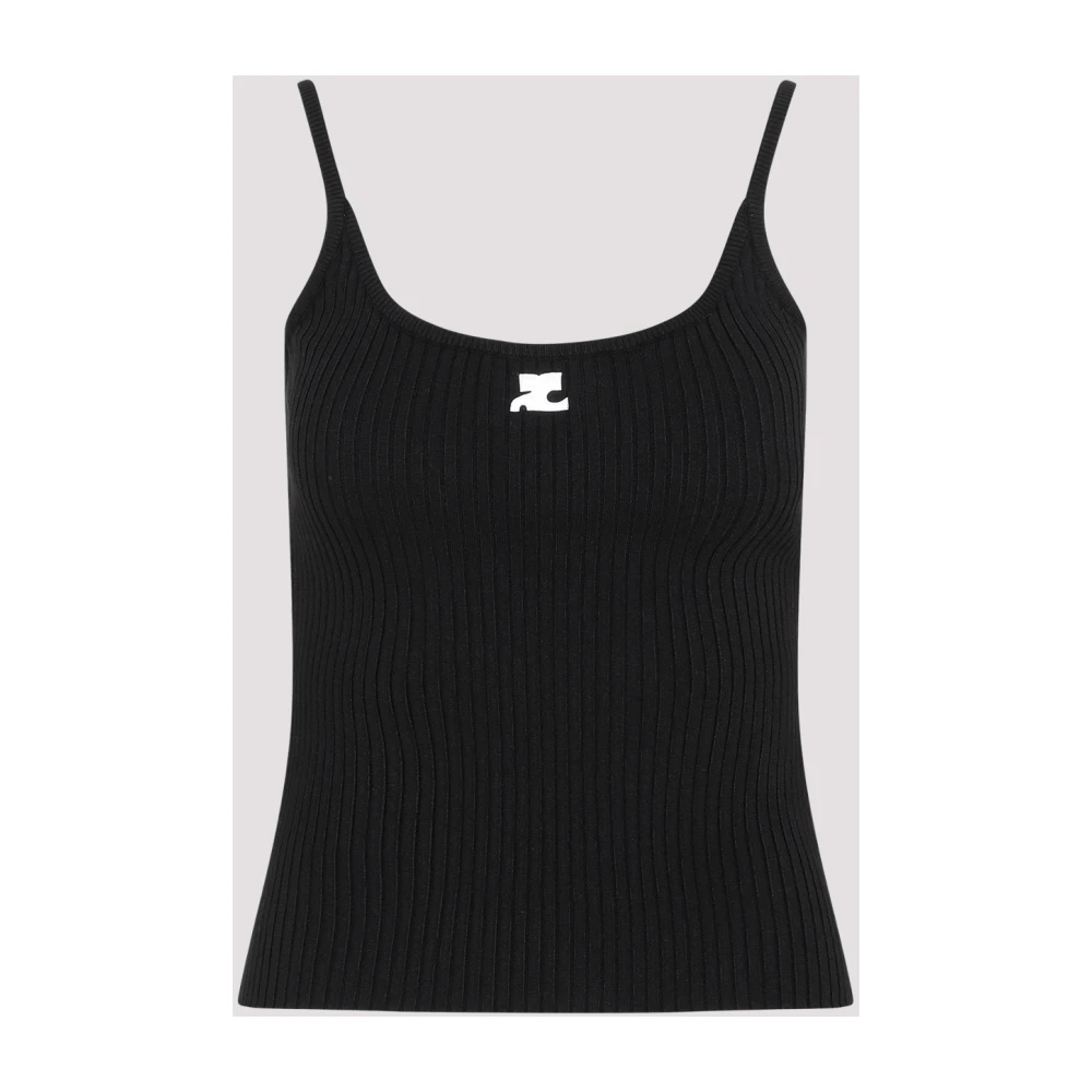 Courrèges Zwart Ribgebreide Tanktop Black Dames