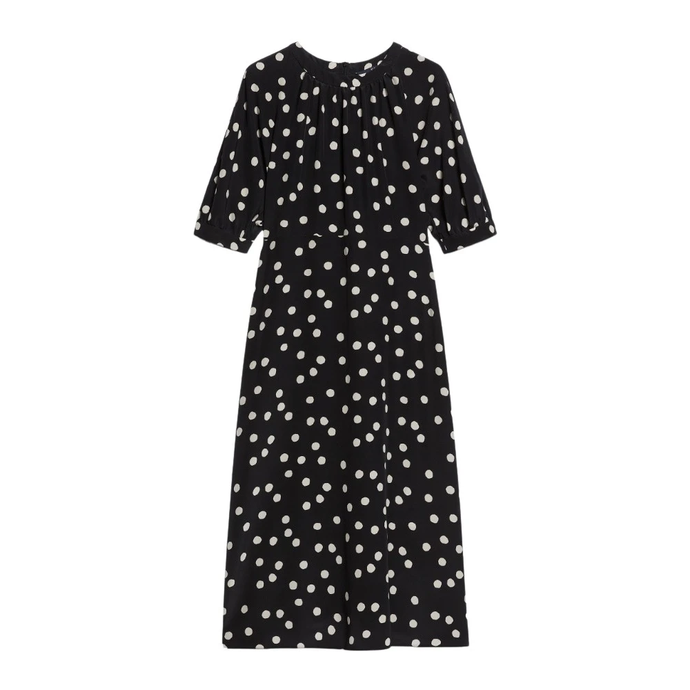 Max Mara Zijden jurk met kimono-mouwen en gerimpelde halslijn Black Dames