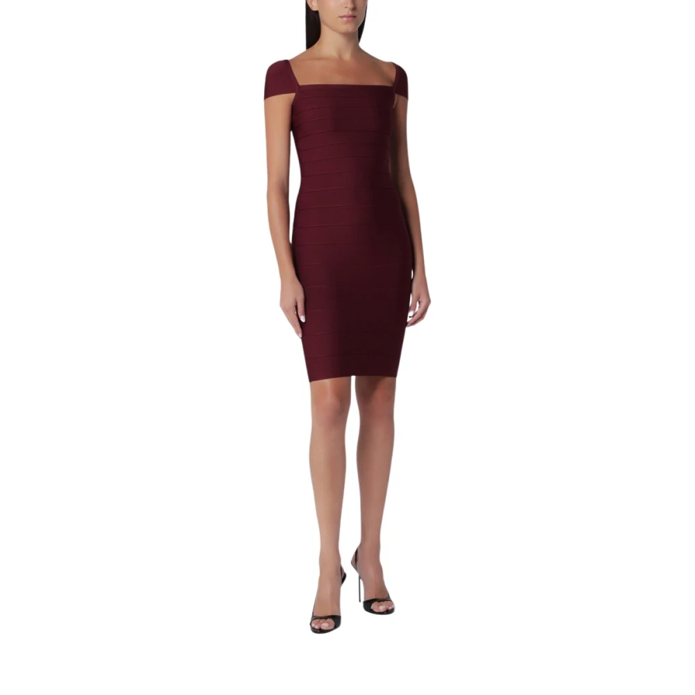 Rotate Birger Christensen Midi Fitted Knit Dress - Female - Party Dresses - Red - Xs - Dresses