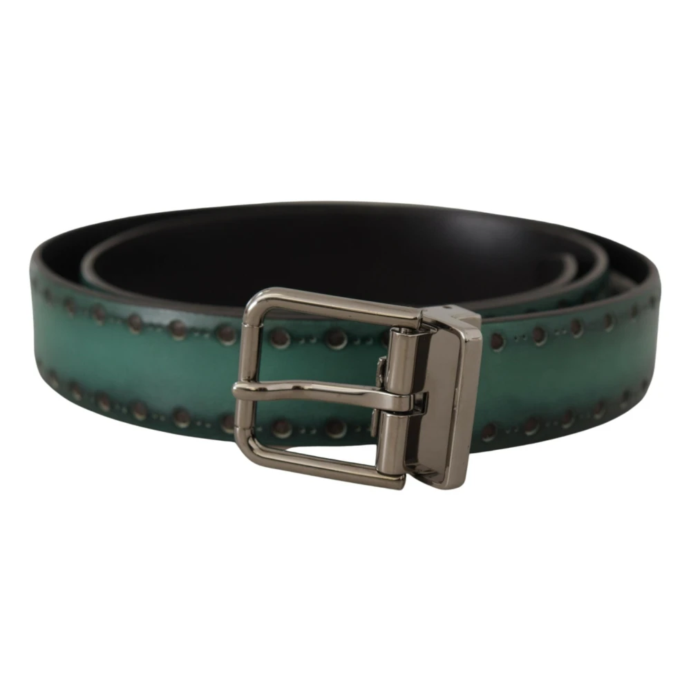 Dolce & Gabbana Men's Silver Elegant Leather Belt With Tone Buckle