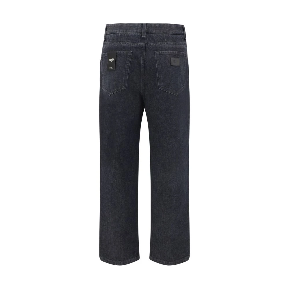 Fendi Rechte Jeans met Merkaccent Black Heren