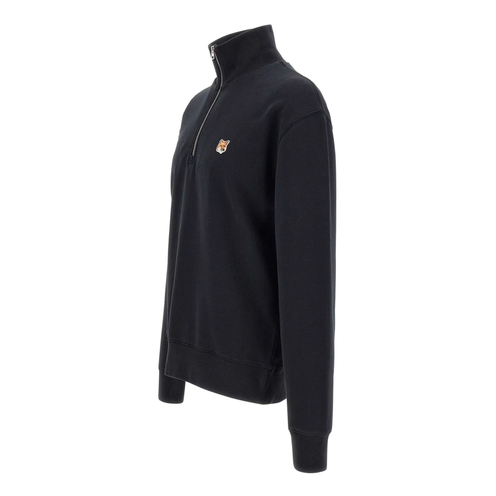 Maison Kitsuné Zwarte Katoenen Sweatshirt met Fox Logo Black Heren