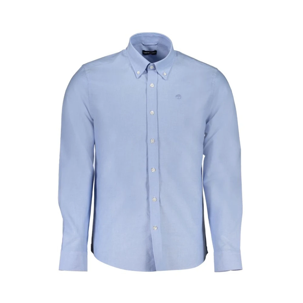 North Sails Blauw Katoenen Overhemd Lange Mouw Regular Fit Blue Heren
