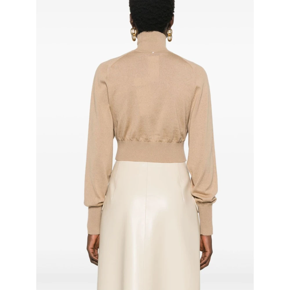SPORTMAX Kameel Wol Gebreide Rolhals Trui Brown Dames
