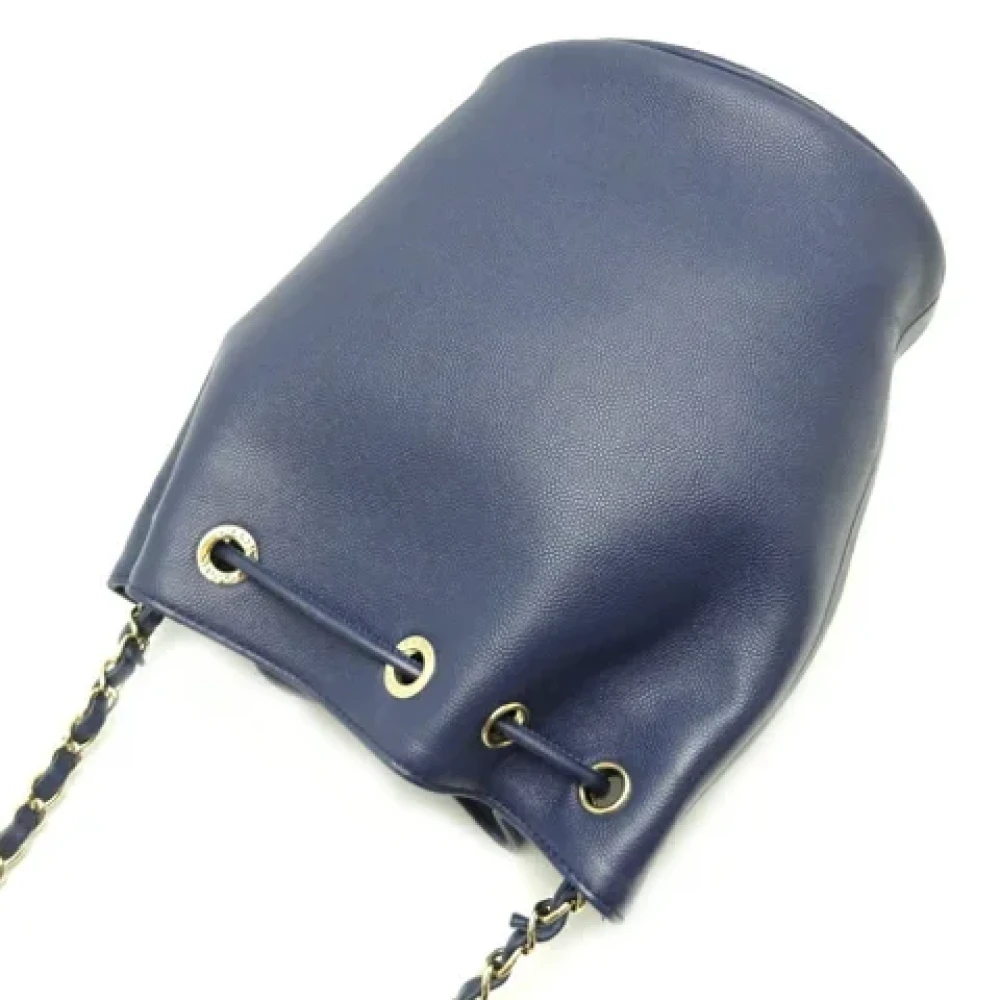 Chanel Vintage Pre-owned Leather chanel-bags Blue Dames