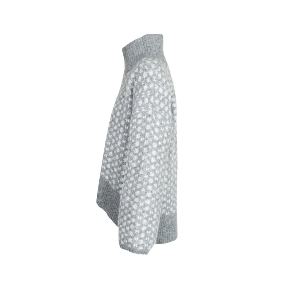 Hést Donkergrijze Melange Logo Sweater Gray Dames