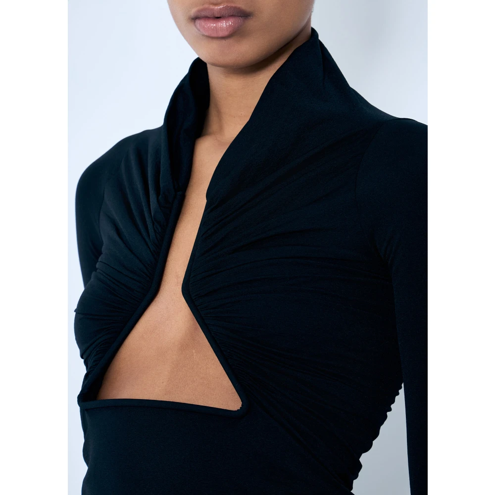 Rick Owens Top met Ruches en Cut-Out Black Dames