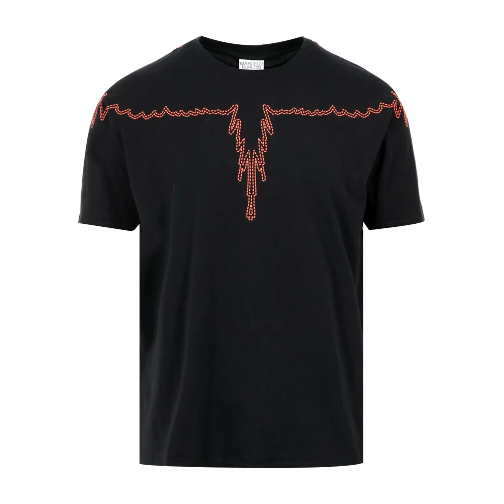 Marcelo Burlon Contrasterende Vleugels Katoenen T-shirts en Polos Black Heren