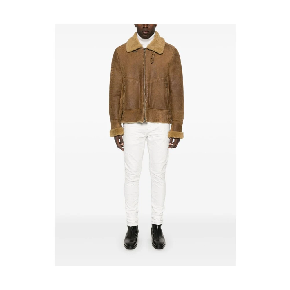 Salvatore Santoro Lichtbruine Leren Jas met Gespsluitingen Brown Heren