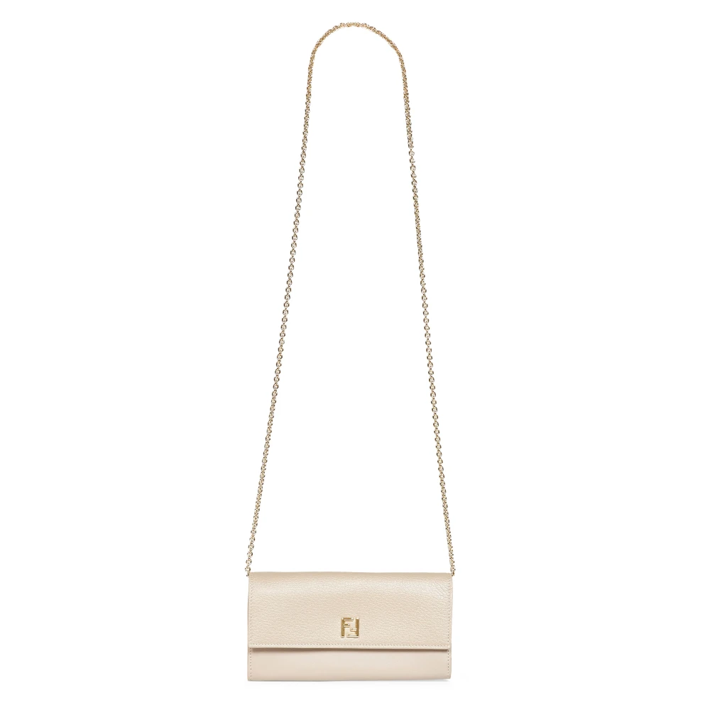 Fendi , Shoulder Bags, Female, Gray, One Size, Ff Continental With Chain - Image 4