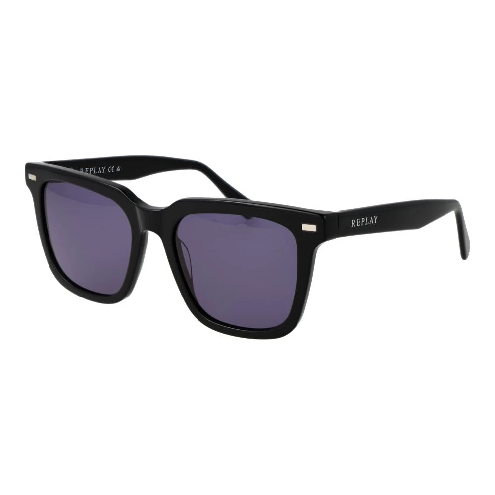 Replay Unisex Black Plastic Sunglasses