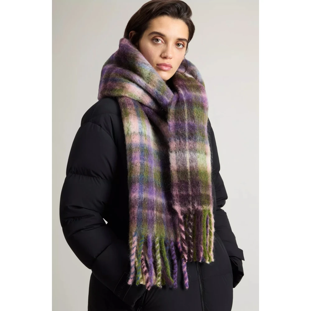 Woolrich Geruit Jacquard Alpaca Sjaal Multicolor Dames