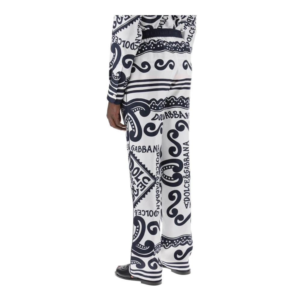 Dolce & Gabbana Zijden pyjamabroek met Marina print Multicolor Heren