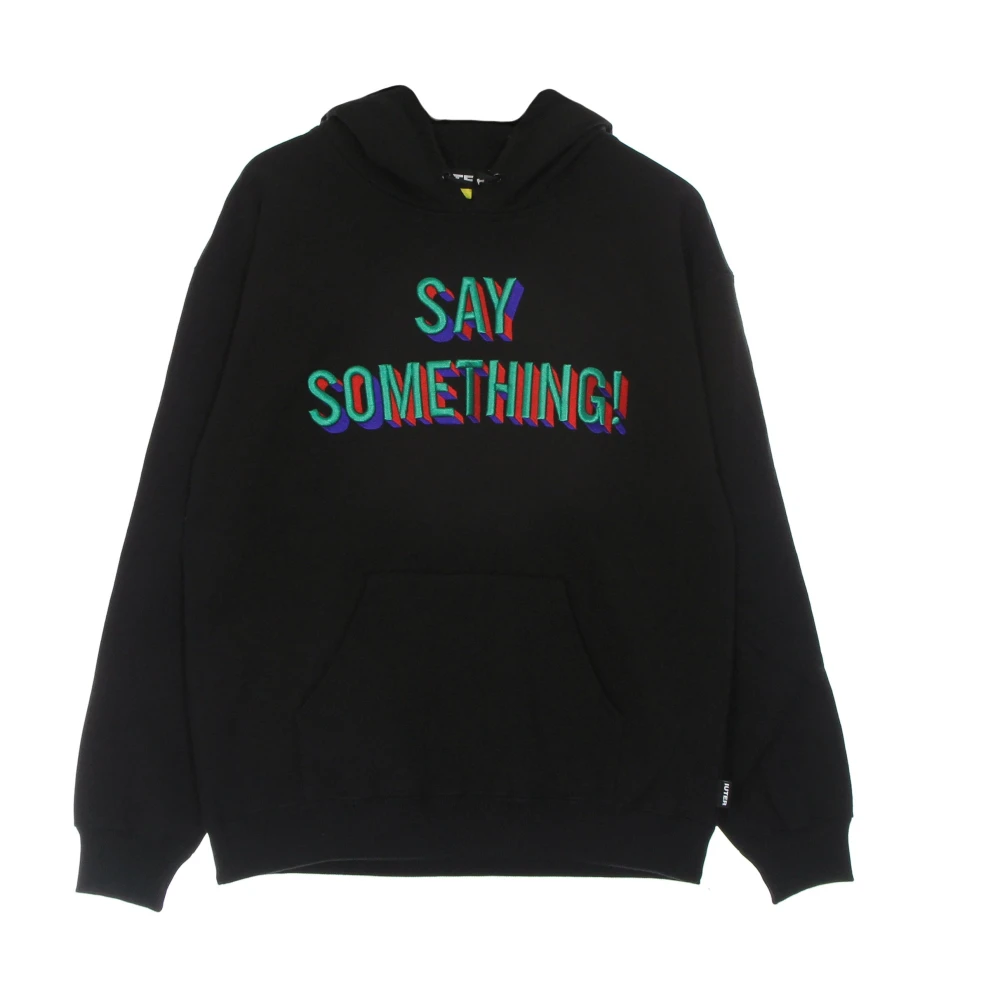 Iuter Zwarte Say Something Hoodie Lange Mouw Black Heren