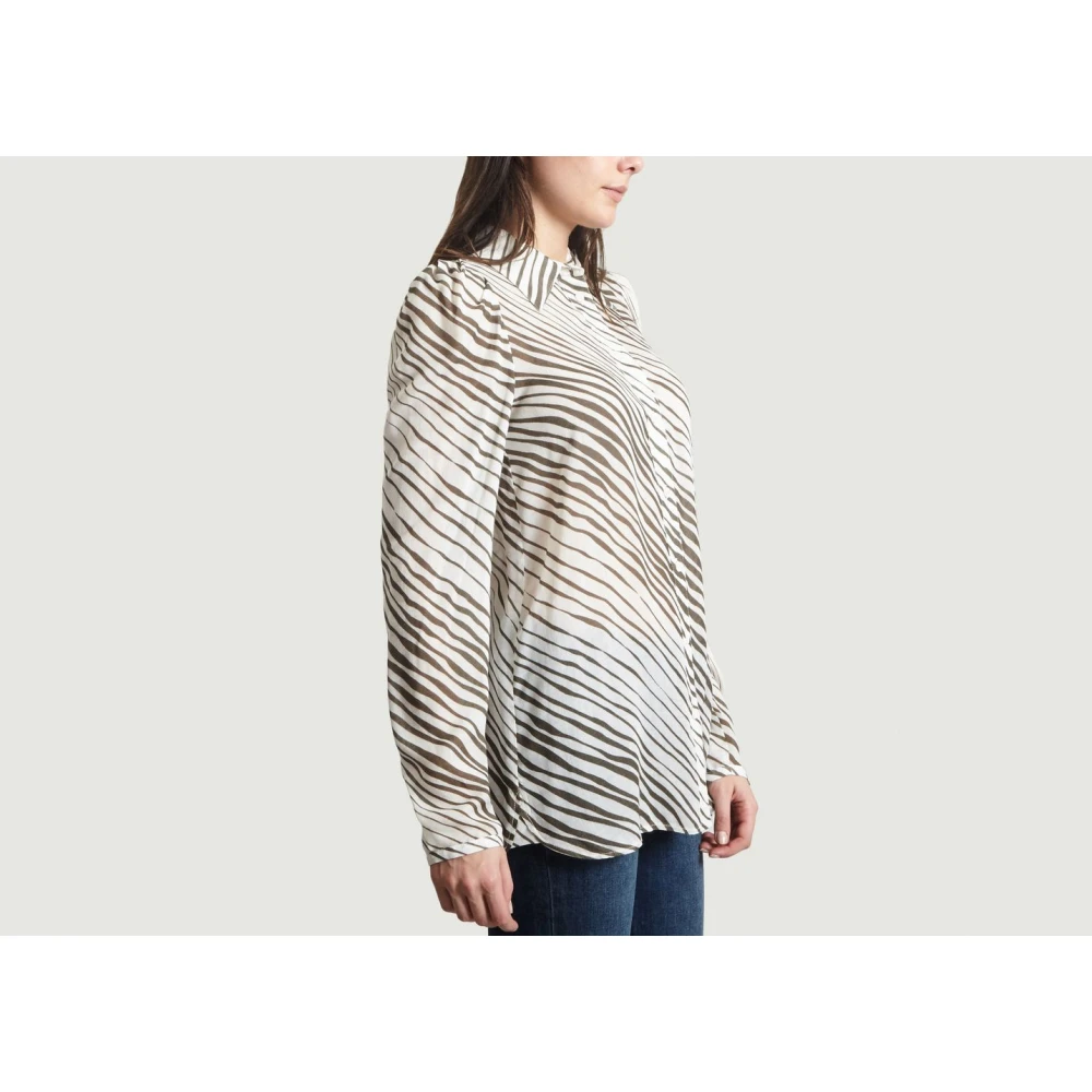 See by Chloé Zebra Gestreepte Blouse Beige Dames