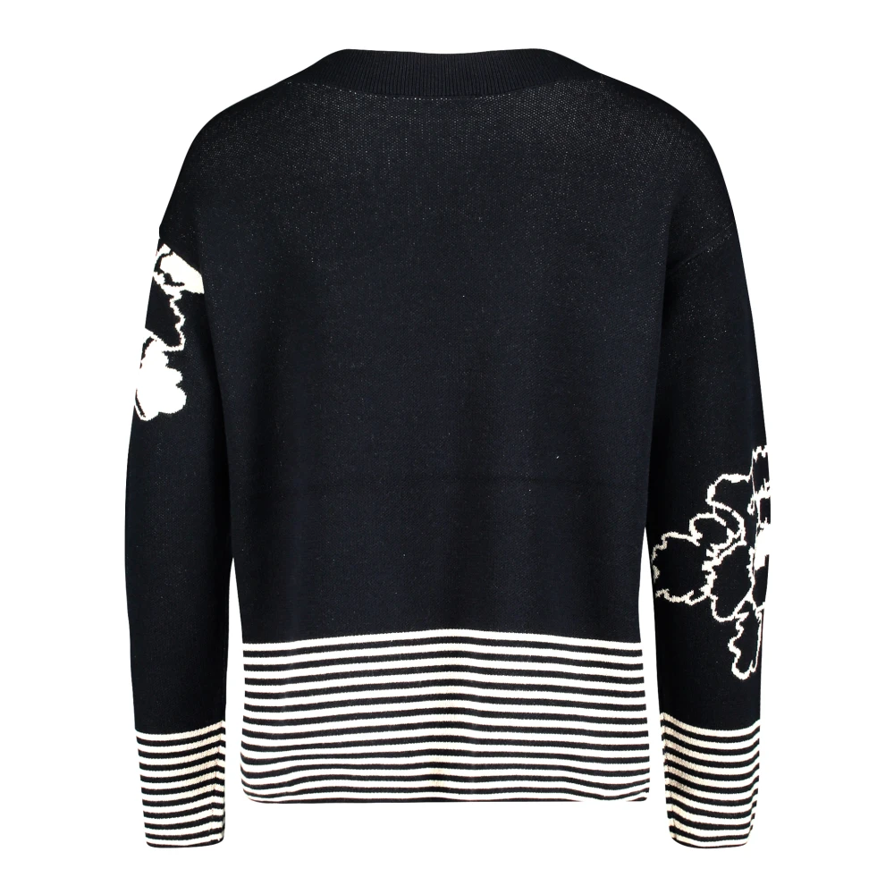 Betty Barclay Bloemen Jacquard Gebreide Trui Blue Dames
