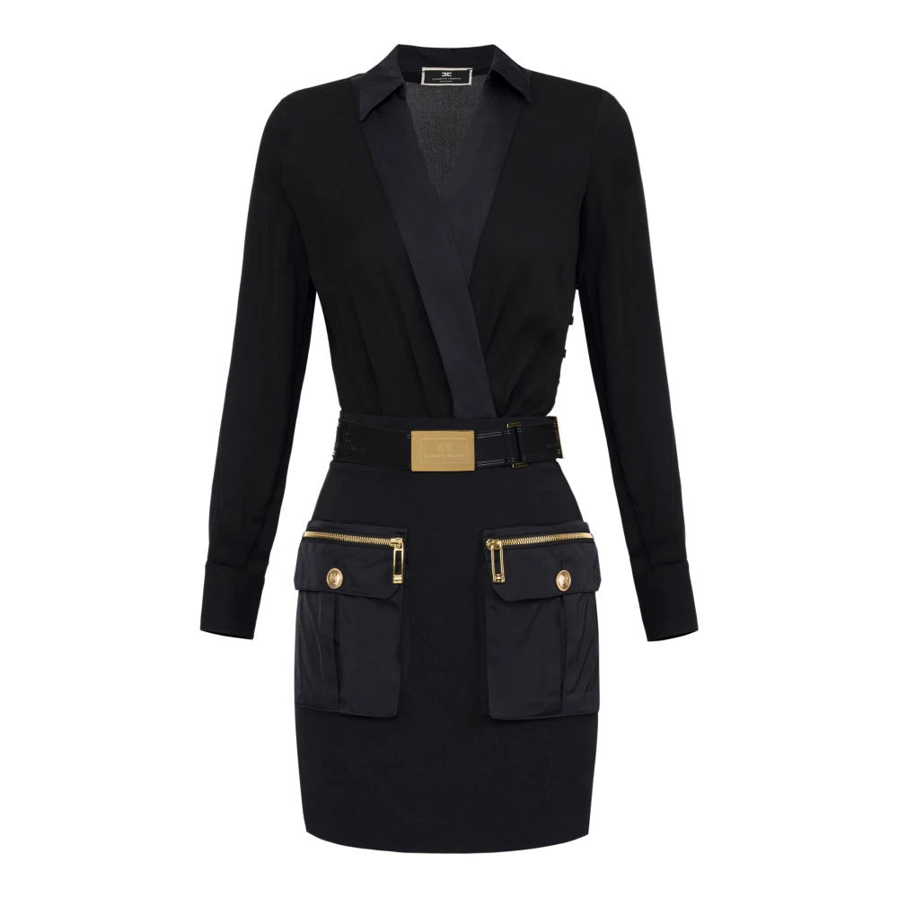 Elisabetta Franchi Elegante Jurk Abito Black Dames